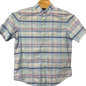 Vineyard Vines Slim Fit Tucker Shirt Men's Large Plaid Pink White‎ Blue Button
